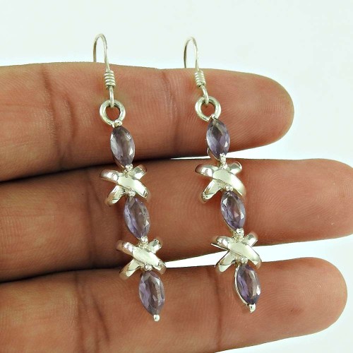 Stunning 925 Sterling Silver Amethyst Gemstone Earring Jewellery
