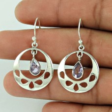 Two Tones Royal Dark!! 925 Sterling Silver Amethyst Gemstone Earrings Wholesale Price