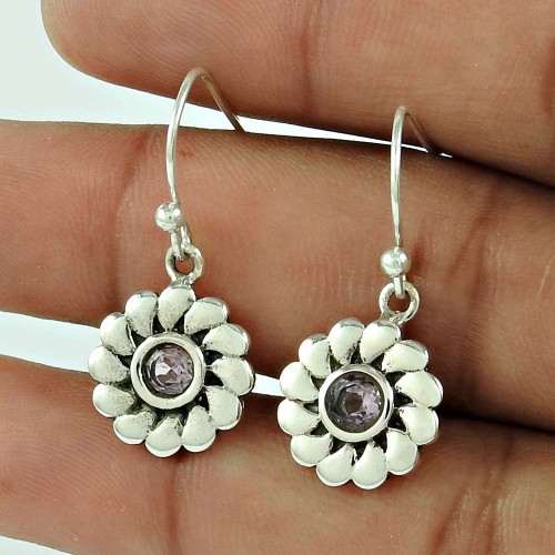 Franqipani Queen! 925 Sterling Silver Amethyst Gemstone Earrings Supplier India