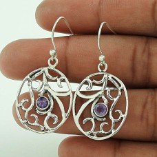 Stunning Natural Rich ! Amethyst 925 Sterling Silver Earrings Wholesaler