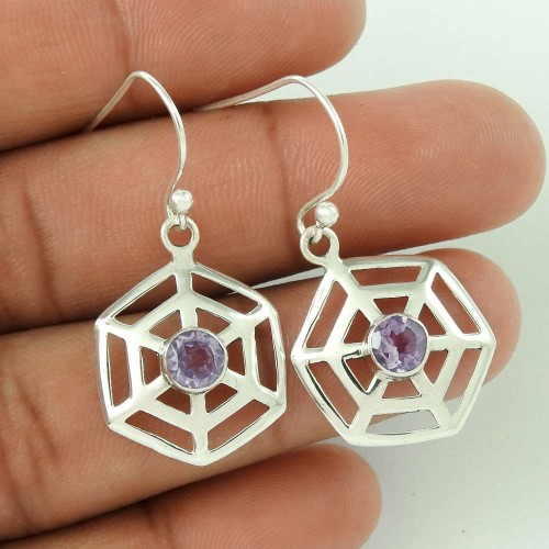 2018 Fashion ! Amethyst 925 Sterling Silver Earrings Exporter India