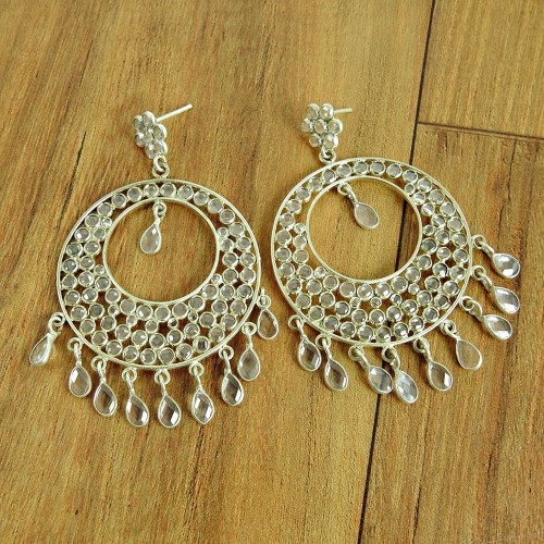 Awesome Crystal Gemstone Sterling Silver Stud Earrings Jewellery Wholesaler India