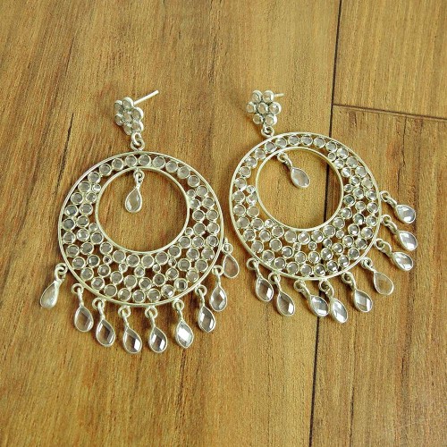 Big Relief Crystal Gemstone Sterling Silver Stud Earrings Jewellery Supplier India