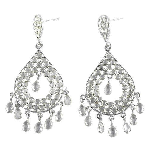 Royal Crystal Gemstone Sterling Silver Stud Earrings Jewellery Exporter India