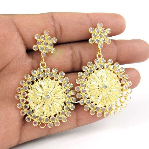 New Fashion Gold Plated 925 Sterling Silver Crystal Earrings Manufacturer