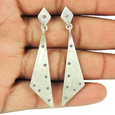 925 Silver Jewellery Charming Rose Quartz Gemstone Drop Earrings