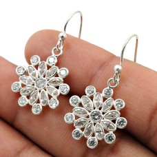 White CZ Gemstone Earring 925 Sterling Silver Indian Jewelry L17