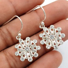 White CZ Gemstone Earring 925 Sterling Silver Ethnic Jewelry Q1