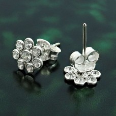 White CZ Gemstone Earring 925 Sterling Silver Handmade Jewelry E18