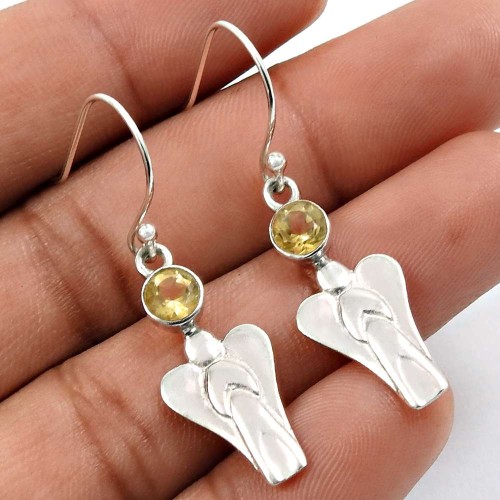 Citrine Gemstone Earring 925 Sterling Silver Traditional Jewelry F22