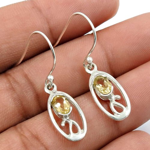 Citrine Gemstone Earring 925 Sterling Silver Ethnic Jewelry A23