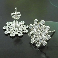 White CZ Gemstone Earring 925 Sterling Silver Indian Handmade Jewelry E25