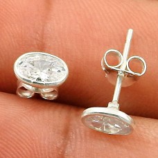 White CZ Gemstone Earring 925 Sterling Silver Ethnic Jewelry S25
