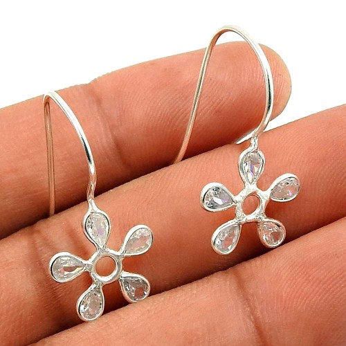 White CZ Gemstone Earring 925 Sterling Silver Traditional Jewelry D79