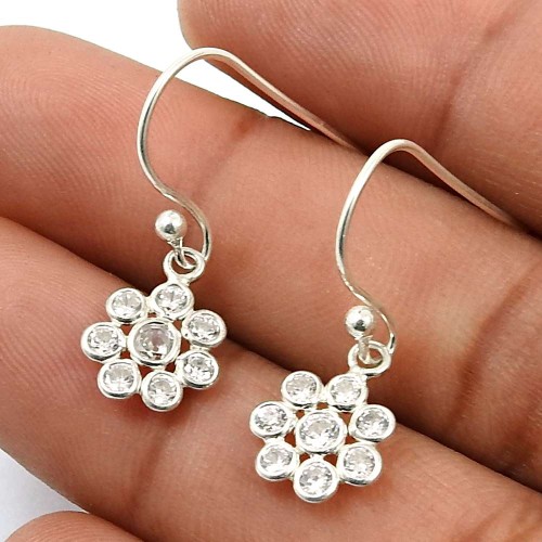 White CZ Gemstone Earring 925 Sterling Silver Ethnic Jewelry M26