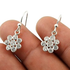 White CZ Gemstone Earring 925 Sterling Silver Indian Jewelry R26