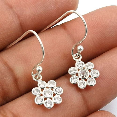 White CZ Gemstone Earring 925 Sterling Silver Traditional Jewelry B26