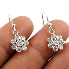 White CZ Gemstone Earring 925 Sterling Silver Indian Jewelry H26