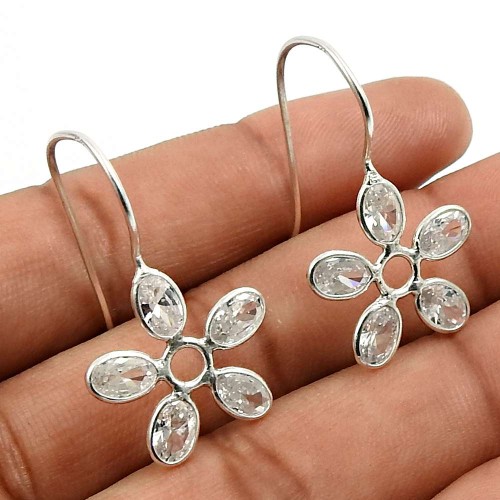 Oval Shape White Cz Gemstone Earrings 925 Sterling Silver Fine Jewelry O9