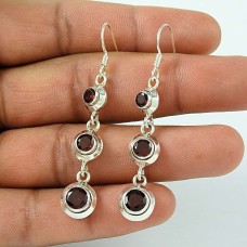 925 Sterling Silver Fashion Jewellery Ethnic Garnet Gemstone Earrings Exporter