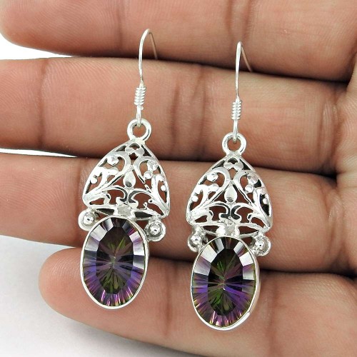 Indian Sterling Silver Jewellery Charming Mystic Topaz Gemstone Earrings Manufacturer India