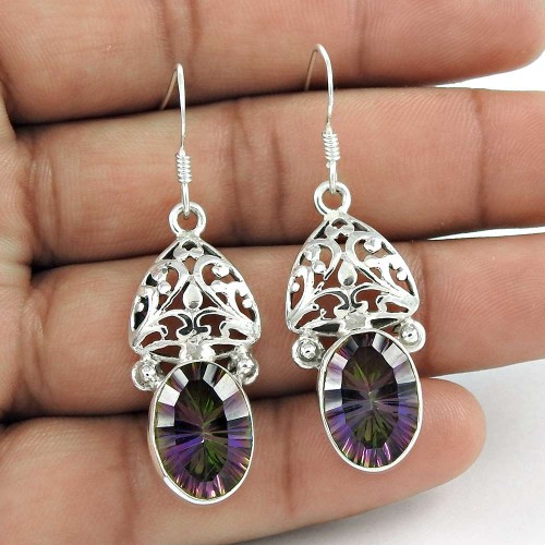 925 Sterling Silver Jewellery Fashion Mystic Topaz Gemstone Earrings Manufacturer India