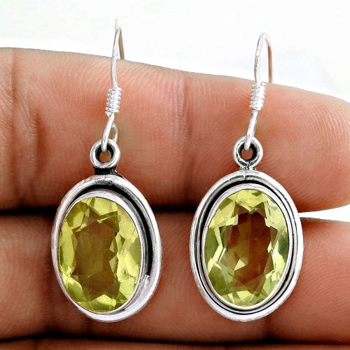 925 Sterling Silver Jewellery Charming Lemon Topaz Gemstone Earrings Supplier India