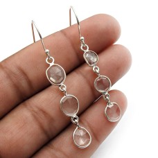 Wedding Special Oval Crystal Gemstone Jewelry 925 Sterling Silver Earrings O3