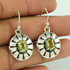 Good-Looking 925 Sterling Silver Lemon Topaz Gemstone Earring Antique Jewellery