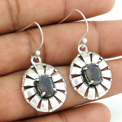 925 Sterling Silver Antique Jewellery Beautiful Labradorite Gemstone Earrings