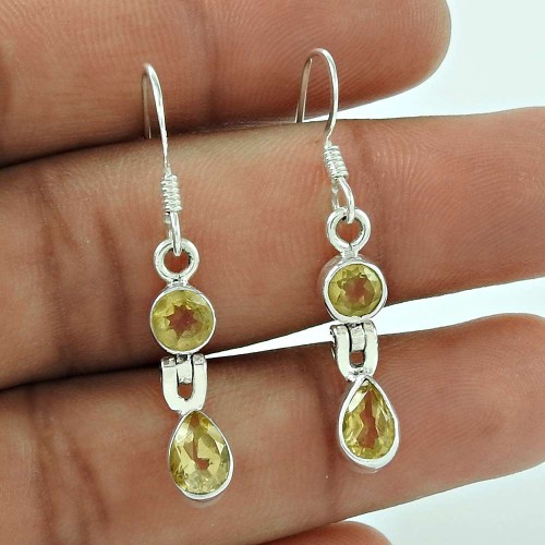 Fashion 925 Sterling Silver Citrine Gemstone Earring Antique Jewellery