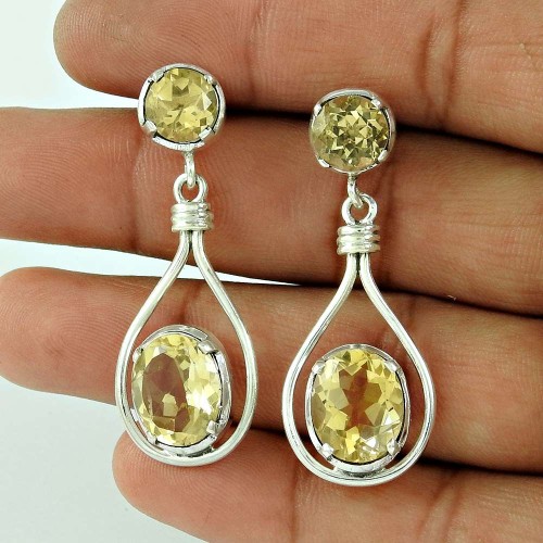 Sterling Silver Jewellery Fashion Citrine Gemstone Earrings