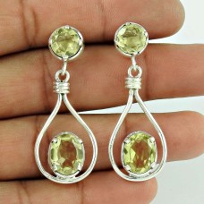 925 Silver Jewellery Traditional Lemon Topaz Gemstone Earrings Wholesale
