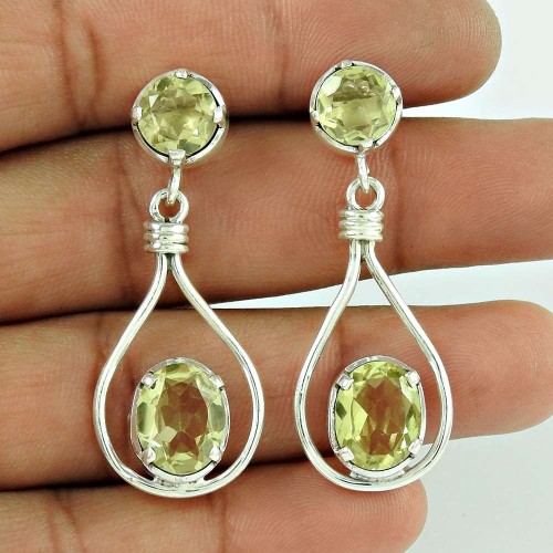 925 Sterling Silver Fashion Jewellery Charming Lemon Topaz Gemstone Earrings Supplier