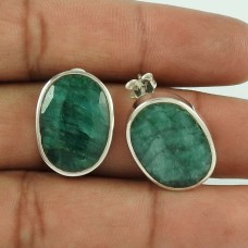 925 Sterling Silver Gemstone Jewellery Charming Emerald Gemstone Earrings Wholesale