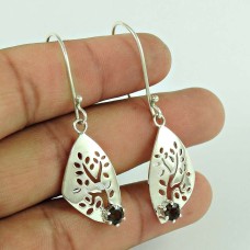 Indian Sterling Silver Jewellery Ethnic Smoky Quartz Gemstone Earrings