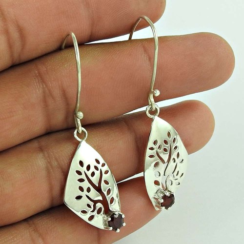 Indian Sterling Silver Jewellery Fashion Garnet Gemstone Earrings