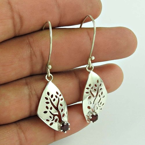 Sterling Silver Jewellery Ethnic Garnet Gemstone Earrings