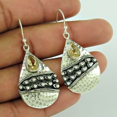 Indian Sterling Silver Jewellery Ethnic Citrine Gemstone Earrings