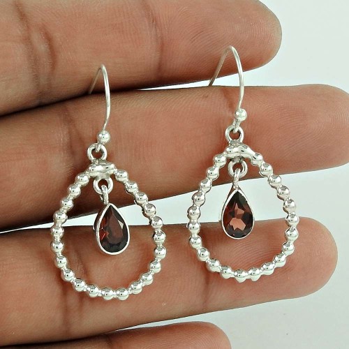 925 Sterling Silver Jewellery Beautiful Garnet Gemstone Earrings