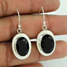 925 Sterling Silver Fashion Jewellery Trendy Black Onyx Gemstone Earrings Mayorista