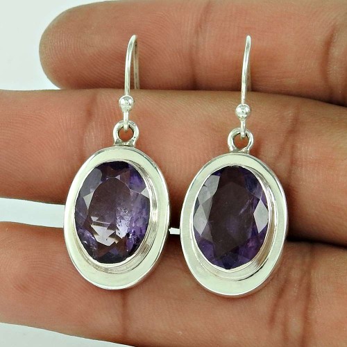 Possessing Good Fortune 925 Sterling Silver Amethyst Gemstone Earring Traditional Jewellery