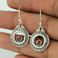 Sterling Silver Indian Jewellery High Polish Garnet Gemstone Earrings Wholesale Price