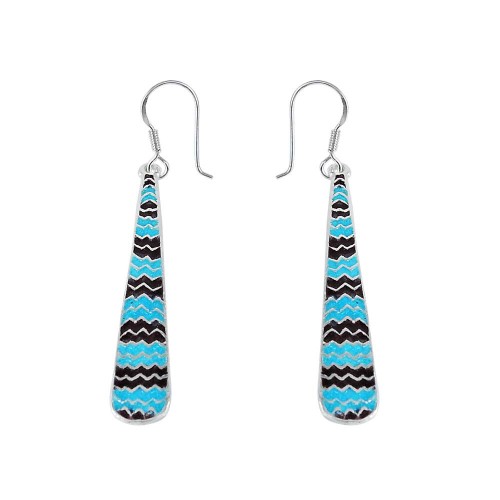 Big Awesome Inlay 925 Sterling Silver Earrings Supplier