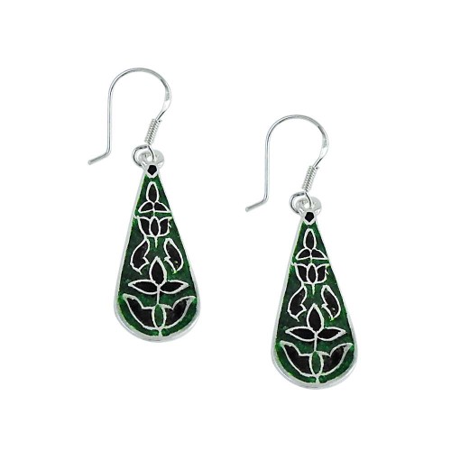 Awesome Inlay 925 Sterling Silver Earrings Supplier India