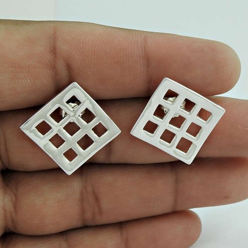 Square !! 925 Sterling Silver Earrings Wholesaling
