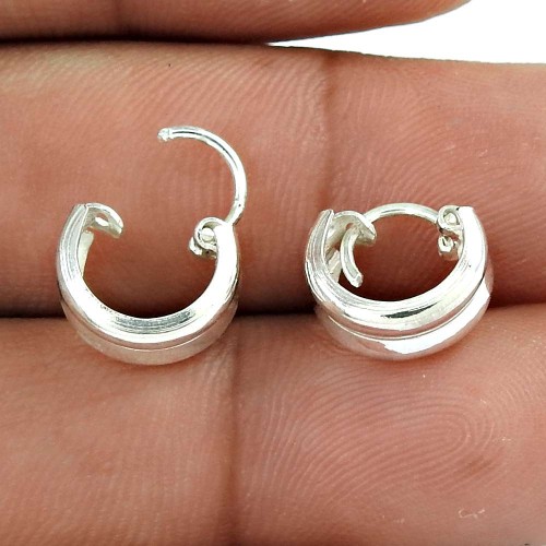 Stylish Design!! 925 Sterling Silver Hoop Earrings Großhändler