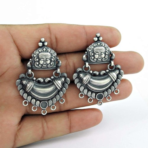 Excellent Oxidised Sterling Silver Fashion Earrings 925 Silver Vintage Jewellery