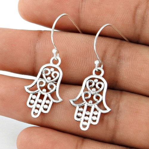 High Quality Solid 925 Sterling Silver Hamsa Earrings Jewellery Lieferant