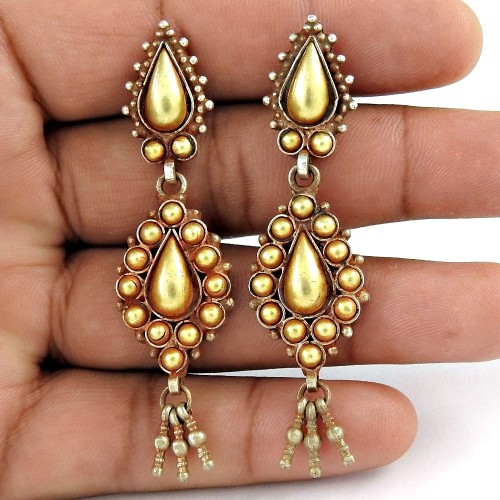 Stylish Gold Plated 925 Sterling Silver Earrings